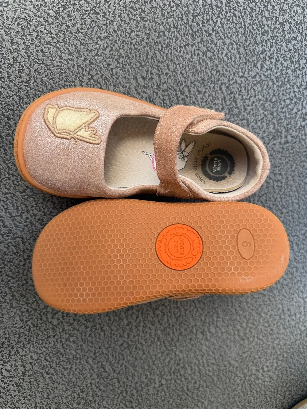 Livie & Luca Girls Mary Janes in Leather Rose Gold Sparkle